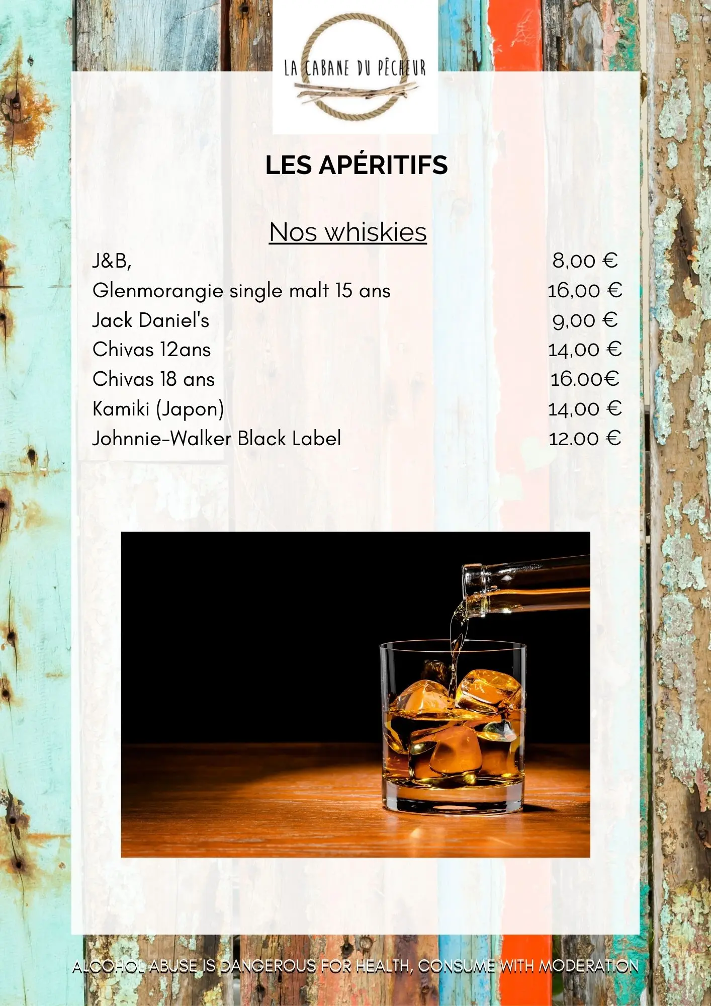 Carte des vins rosés